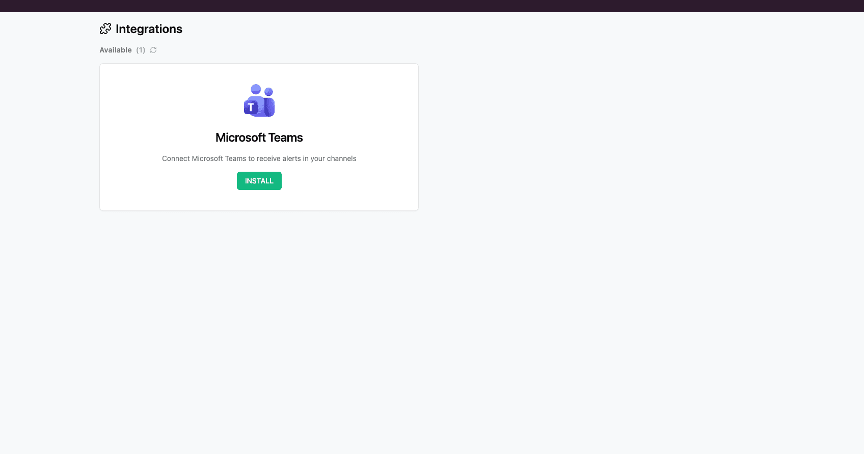 Vurbalize Integrations page with Microsoft Teams listed
